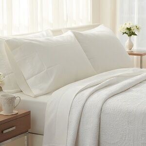 NOS Vintage 50’s Textilinmex 100% Cotton Pillow Case Set In Ivory